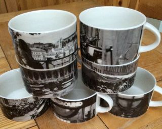 7 British Airways Royal Dalton Black And White Photo Tea/coffee Cups