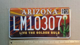 License Plate,  Arizona,  Live The Golden Rule,  Saguaro Graphix Lm 10307