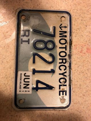Rhode Island Motorcycle License Plate - 78214 June 2010 (price)