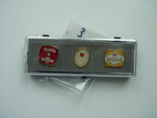 Vintage 1970 3 Lapel Pin Beer Oland Export,  Brading Old Stock,  White Seal Lot3