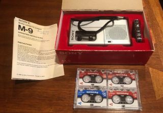 Vintage 1980 Sony M - 9 Micro - Cassette Recorder.  W/ Box Manuals Not