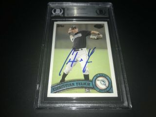 Christian Yelich Brewers Ip Signed 2011 Pro Debut Beckett Certified