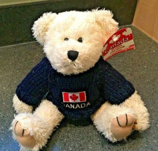 Nwt Canada Canadian Plush Stuffed Teddy Bear W/ Sweater Flag Maple Leaf 10 "