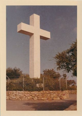 Oc1 Vintage 3x5 Color Photo 1967 Tijuana Mexico Large White Stone Cross