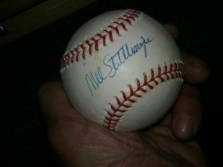 N.  Y.  Yankees Mel Stottlemyre signed Yankee baseball with ball protector 2