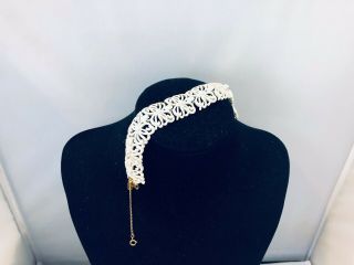 Vtg.  Monet White Enamel & Gold Tone Swirled Open Work Chunky Bracelet