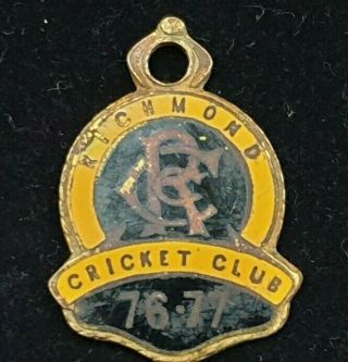 Vintage Richmond Cricket Club Members Badge Medallion Tag 1976 To 1977