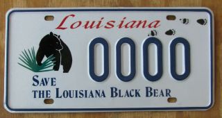 Louisiana Black Bear Sample License Plate 1990s 0000