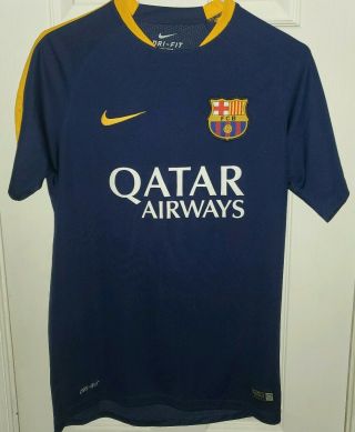Nike Fcb Barcelona Soccer Jersey Size S Blue Qatar Airways Beko Futbol