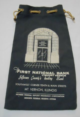 Illinois Mt Vernon,  Il Vintage The First National Bank Of Mv Cloth Bank Bag