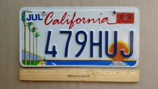 License Plate,  California,  Council Of Arts,  Palms,  Sunset,  Pac.  Ocean,  479 Huj
