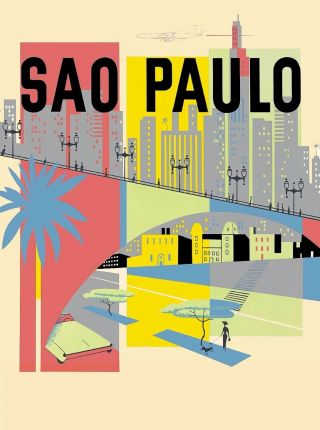 Sao Paulo Brazil South America American Vintage Travel Advertisement Poster