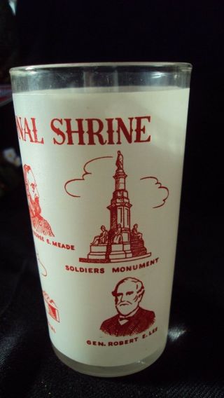 Vintage Frosted Souvenir Glass Gettysburg National Shrine 3