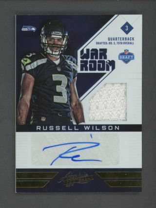 2012 Absolute War Room Russell Wilson Seahawks Rc Rookie Jersey Auto /49
