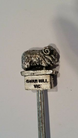 Souvenir Spoon Swan Hill Vic Merino Ram Sheep Figural Randa 84