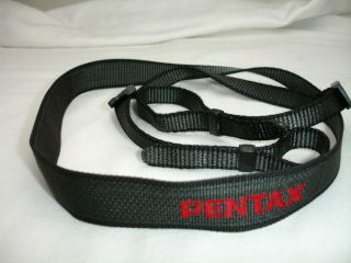 Vintage Pentax Camera Neck Strap Red Logo On Grey 0028