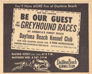 1961 Print Ad Daytona Beach Kennel Club Greyhound Races America 