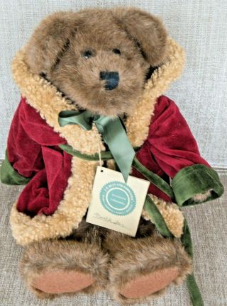 Boyds S.  C.  Northstar Christmas Bear 14 " Red & Velvet Hooded Coat W/tag Vtg Euc