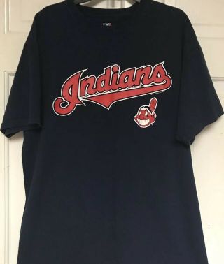 Mlb Merchandise Cleveland Indians Chief Wahoo T - Shirt,  Men’s L,  Blue