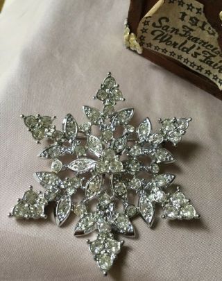 Vintage Sarah Coventry Brooch Pin Baroque Rhinestone Star Snowflake Huge