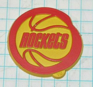 Vintage Orange Yellow Houston Rockets Team Logo Rubber Refrigerator Magnet 3
