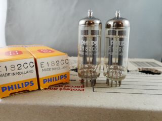 Tubes X 2 E182cc Philips Holland,  Vintage Old Stock,
