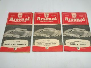 3 Vintage Arsenal Football Fc Division 1 Programmes 1958 & 1960