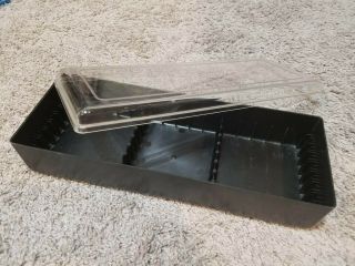 Vintage Cassette Tape Storage Holder Black Plastic Clear Top Case Holds 15 Tapes