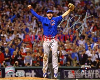 Kris Bryant Chicago Cubs 2016 Mlb World Series Champs Signed 8x10 Last Out Photo