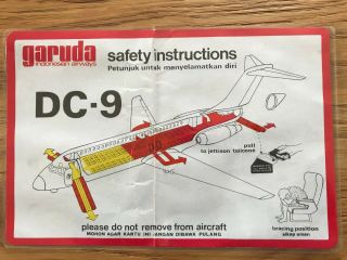 Safety Card Garuda Indonesia Douglas Dc - 9