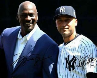 Michael Jordan Derek Jeter York Yankees Farewell Signed Photo Auto Reprint