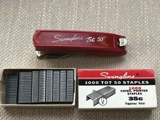 Swingline Tot 50 Vintage Mini Stapler And One Box Of Staples
