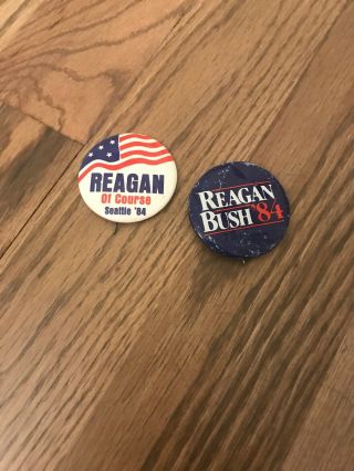1984 Ronald Reagan Bush Vintage Pins Buttons Seattle Republican