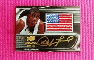08 09 Ud Black Chris Paul Gold Auto Patch Clippers Rockets Thunder Autograph /25