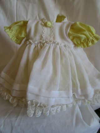 Very Pretty Yellow And White Dress For A Small Antique Or Repo Doll