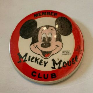 Vintage Walt Disney Productions Mickey Mouse Club Member 3 Inch Pinback