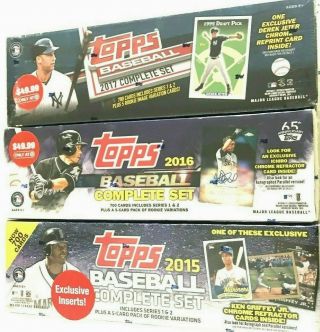 2017,  2016 & 2015 Topps Complete Baseball Factory Set Combo (chrome Card)