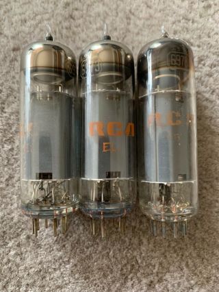 (3) Rca 6973 Vacuum Tubes - Matched,  Test Nos 103,  99,  104 Gray Plates Ampltrex
