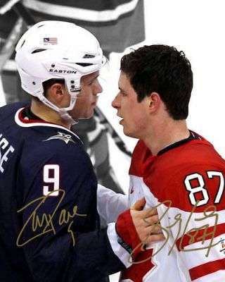 Sidney Crosby Zach Parise Team Canada Usa Signed Photo Autograph Reprint