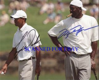 Michael Jordan And Tiger Woods Signed Auto Autograph 8x10 Rp Photo Legends