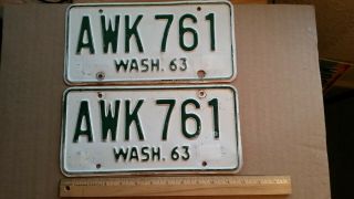 License Plate,  Washington,  1963,  Pair,  Awk 761