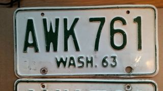 License Plate,  Washington,  1963,  Pair,  AWK 761 3