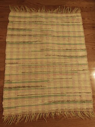 Vtg Multicolored Pastels Hand Loomed Cotton Rag Rug Farm House Country Decor