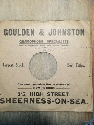 Vintage 10 " 78 Record Sleeve Goulden & Johnston 3/5 High Street Sheerness - On - Sea