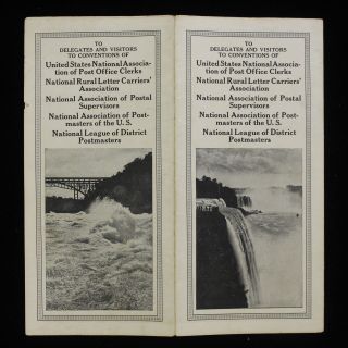 1925 Brochure W/ Color Map Niagara Falls Postal Service Convention Excursion