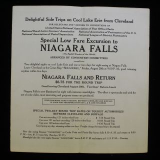 1925 Brochure w/ Color Map Niagara Falls Postal Service Convention Excursion 2