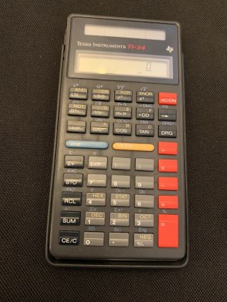Vintage Texas Instruments Ti - 34 Scientific Calculator Solar W/ Case