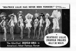 Ziegfeld Girls Beatrice Lillie Ziegfeld Follies York City Vintage Postcard
