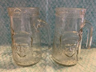 2 - Vintage Anchor Glass Statue Of Liberty Centennial 1886 - 1986 Glass Mugs