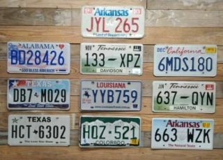 License Plate Variety Pack Of 10 Mixed States Auto Tags Al,  Ar,  Ca,  Co,  La,  Tn,  Tx
